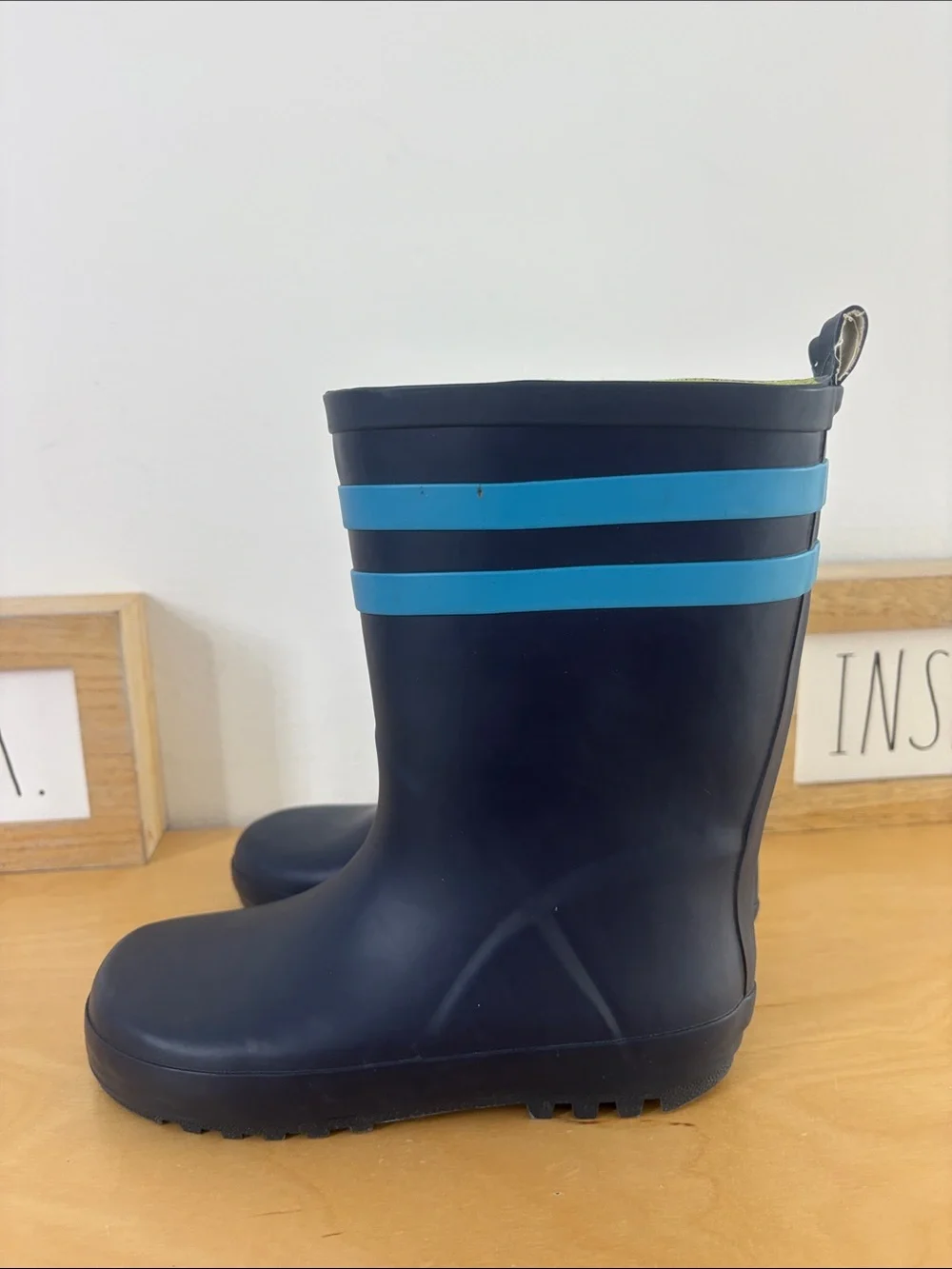 Gymboree Navy Rain Boots with Blue Stripes